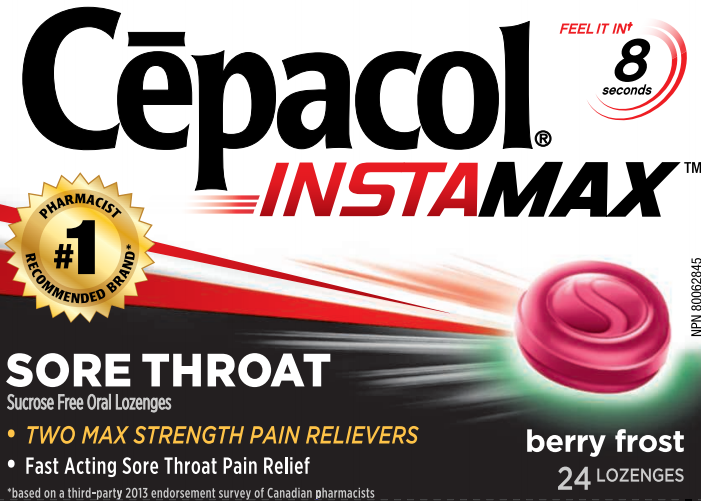 CEPACOL INSTAMAX Sore Throat Lozenges  Berry Frost  Sucrose Free Canada 